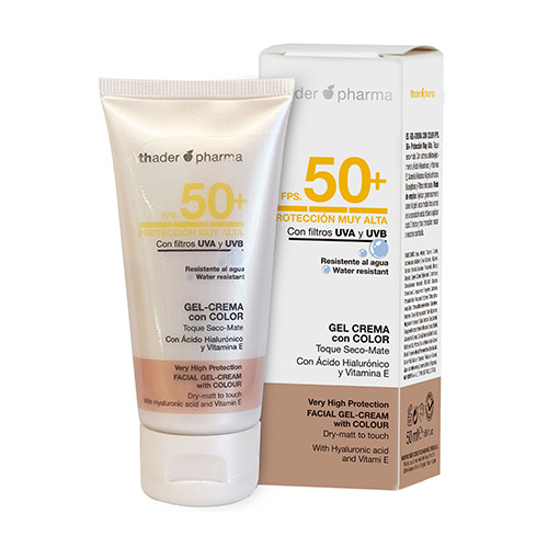 SPF 50+ Tonirana gel krema za lice.